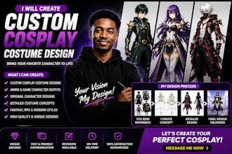 create custom cosplay, costume design for any anime character