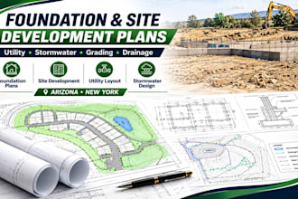 do foundation and site development plan, utility stormwater layout in arizona ny