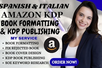 do spanish or italian book formatting, kdp publishing and keywords research