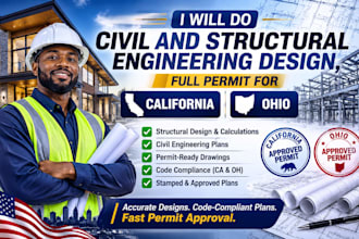 do civil and structural engineering design, full permit for california ohio