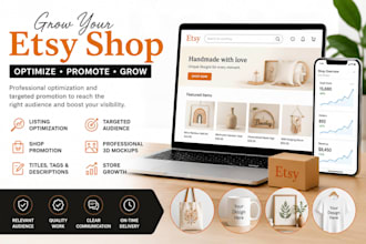 boost etsy sales with etsy SEO listing optimization shop promotion 3d mockups