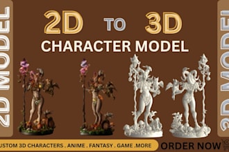 convert 2d to 3d charcter model picture print cartoon 3d logo 3d game stl 3mf