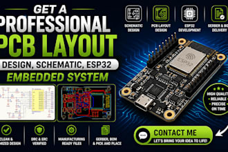 design pcb layout, circuit design, schematic, esp32, power electronics, rf pcb
