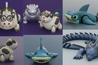 custom 3d articulated flexi toy model, stl 3mf for 3d printing