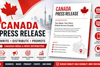 write and distribute canadian press release to top premium canada media sites