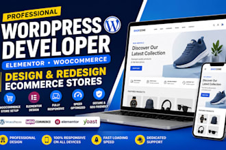 do wordpress developer, elementor design, woocommerce design, wordpress blog