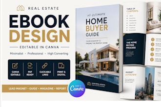 create editable minimalist canva ebook magazine cover real estate ebook freebie