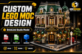 design custom 3d lego moc in bricklink studio with PDF manual instructions