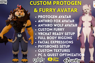 make protogen, anthro fox and wolf avatar for vrchat