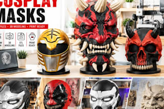 custom 3d mask, 3d helmet design for print and paint