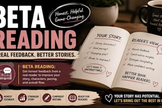 beta read your gothic, romance, dark romance, or literary fiction story