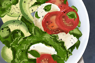 create custom digital food illustrations and stickers