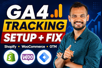 setup or fix ga4 ecommerce tracking for shopify and woocommerce