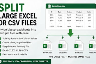 split large excel or CSV files into multiple files