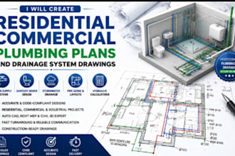 create residential commercial plumbing plans and drainage system drawings
