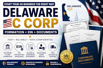 form delaware c corp with ein, bylaws, registered agent and documents