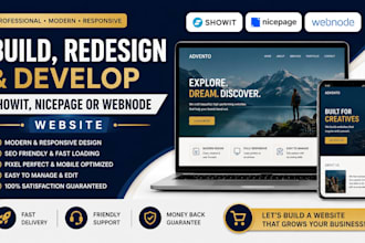 build redesign and develop showit nicepage or webnode website