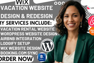 design wordpress website for vacation rentals, vrbo, guesty business wix website