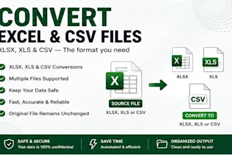 convert excel xlsx xls and CSV files