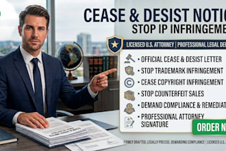 draft a powerful cease and desist letter for copyright or trademark infringement