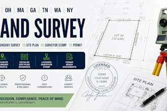 ohio ma ga tn wa ny land survery boundary survey site plan surveyor stamp