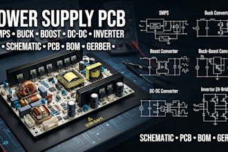 develop power supply pcb, smps, buck boost, dc dc converter and inverter
