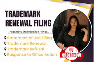 respond to uspto trademark office action and file sou renewal