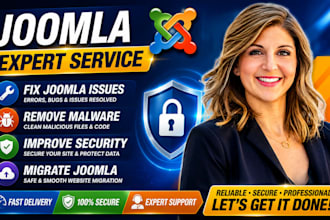 fix joomla issues, remove malware and improve website security, migrate jooomla