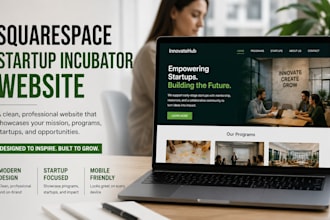 build squarespace startup incubator website innovation hub website