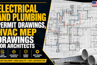 design electrical and plumbing permit drawings, hvac mep drawings for architects