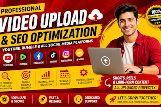 professionally upload videos to youtube, tiktok, facebook, and social media