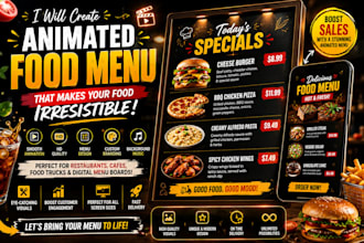 create an animated food menu video for your restaurant or food business