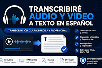 transcribiré audio y video a texto en español