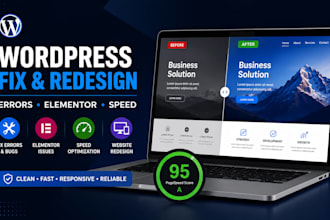 fix wordpress errors, bugs, elementor issues, speed and website redesign