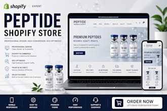 build peptide shopify store supplement website SEO ecommerce google ads setup