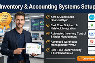 setup inventory control software via xero quickbooks cin7 core shiphero netstock