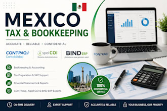 do mexico tax and bookkeeping using contpaqi, aspel coi, bind erp