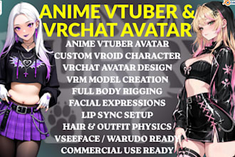 design anime vtuber vrchat avatar, custom vroid character