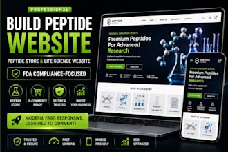 build peptide website, fda complaint, peptide store life science website