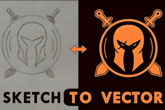 vectorize complex logo and convert sketch to vector files for laser cutting