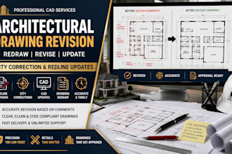 redraw revise and update architectural drawing city correction redline revision