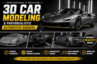 create detailed 3d car models and photorealistic automotive renders