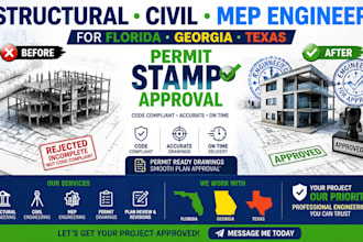 structural civil mep engineer for florida georgia texas permit stamp approval