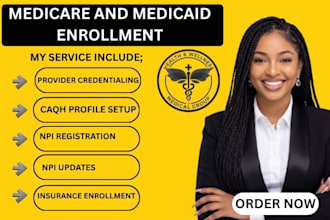 do provider credentialing, caqh,npi, insurance, medicare and medicaid enrollment