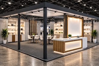design your 3d exhibition stand, trade show booth, kiosk or expo stall