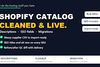 clean, enrich and upload your shopify or woocommerce product catalog