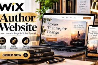design a wix author brand website with a book launch landing page