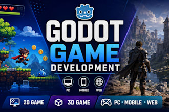develop 2d and 3d games in godot for PC, mobile and web