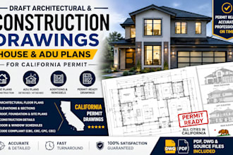 draft architectural construction drawings house adu plans for california permit