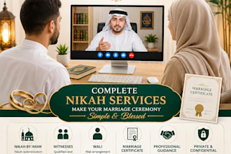 perform your islamic nikah with imam, witnesses, wali and marriage certificate